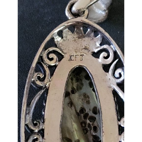 Handmade Sterling 925 Abalone Shell Pendant Signed With Makers Initials CFJ EUC - Picture 5 of 7